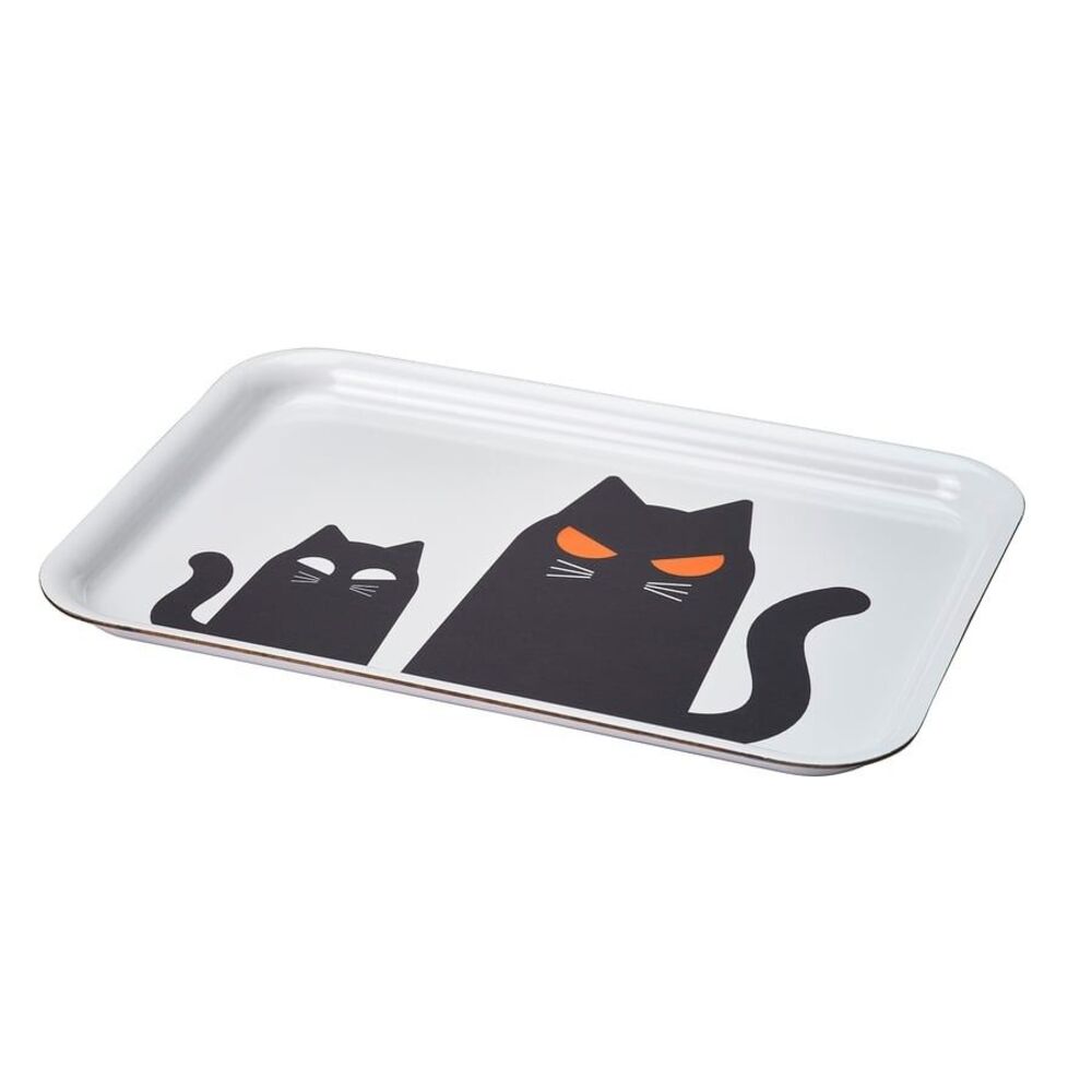 Ikea Cat Serving Tray Kustfyr 2026 NEW 8" x 11" Black & White Cats 506.315.67